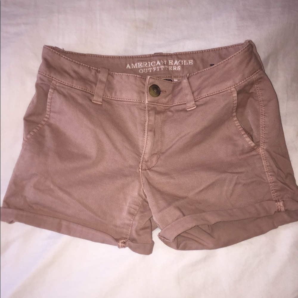 Dusty pink butt enhancing American eagle shorts